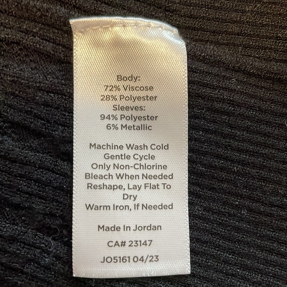 Talbots Woven Sheer Sleeve Black Crewneck Pullover Sweater Size Large - Picture 8 of 12